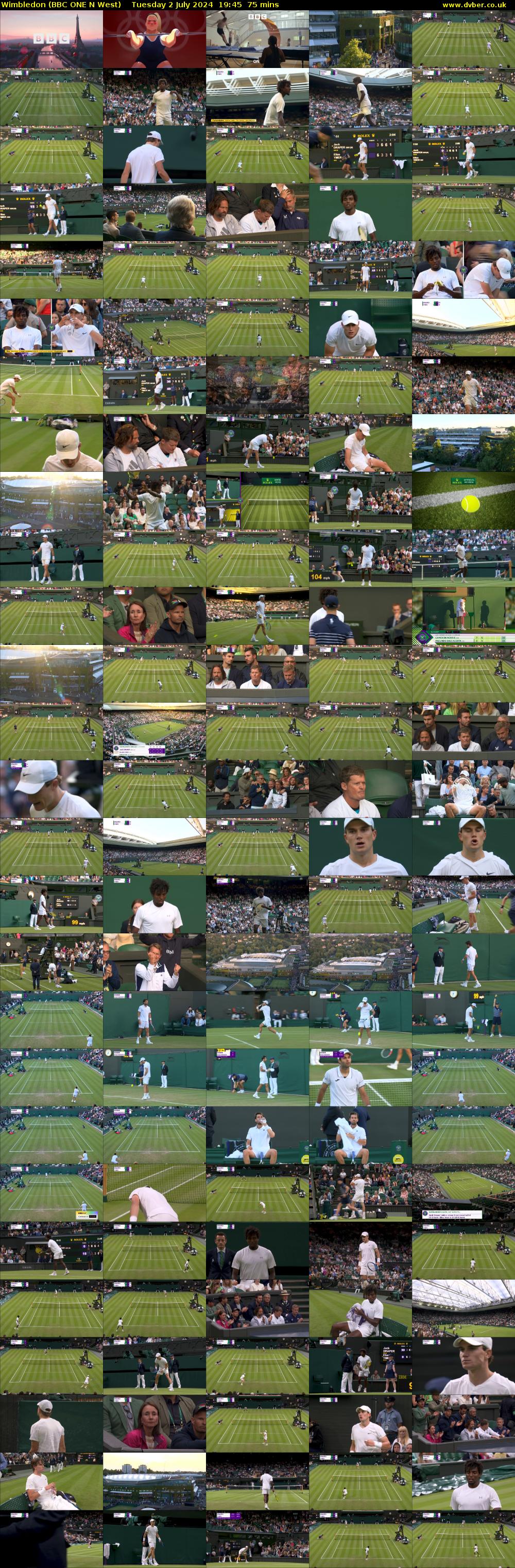 Wimbledon (BBC ONE N West) Tuesday 2 July 2024 19:45 - 21:00