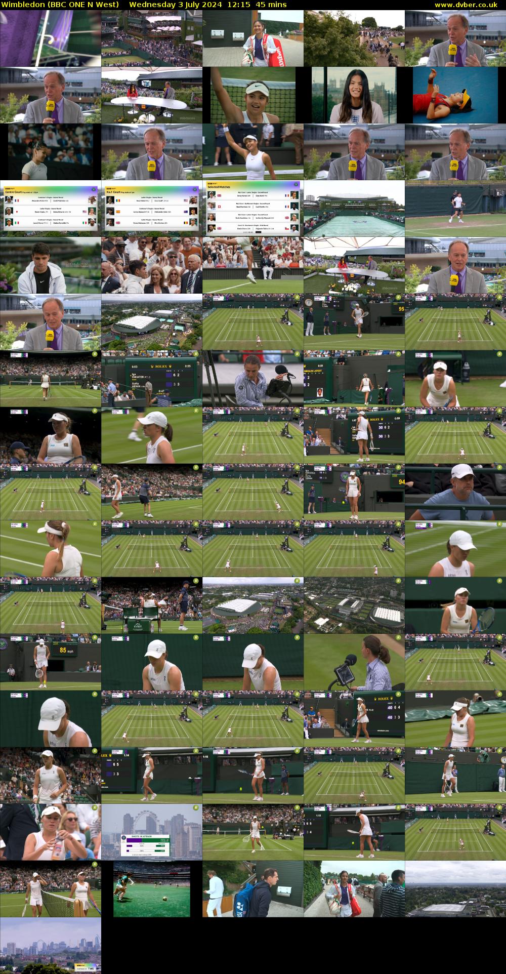 Wimbledon (BBC ONE N West) Wednesday 3 July 2024 12:15 - 13:00