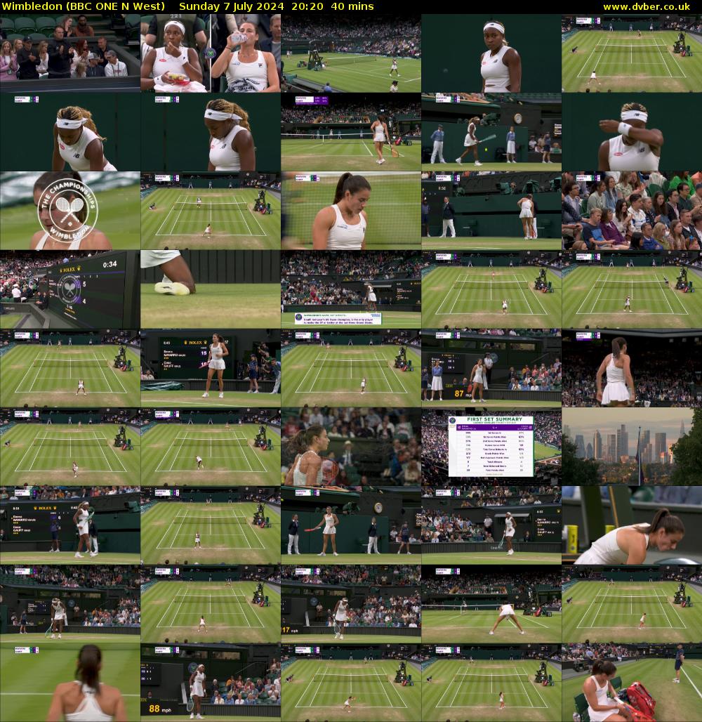 Wimbledon (BBC ONE N West) Sunday 7 July 2024 20:20 - 21:00