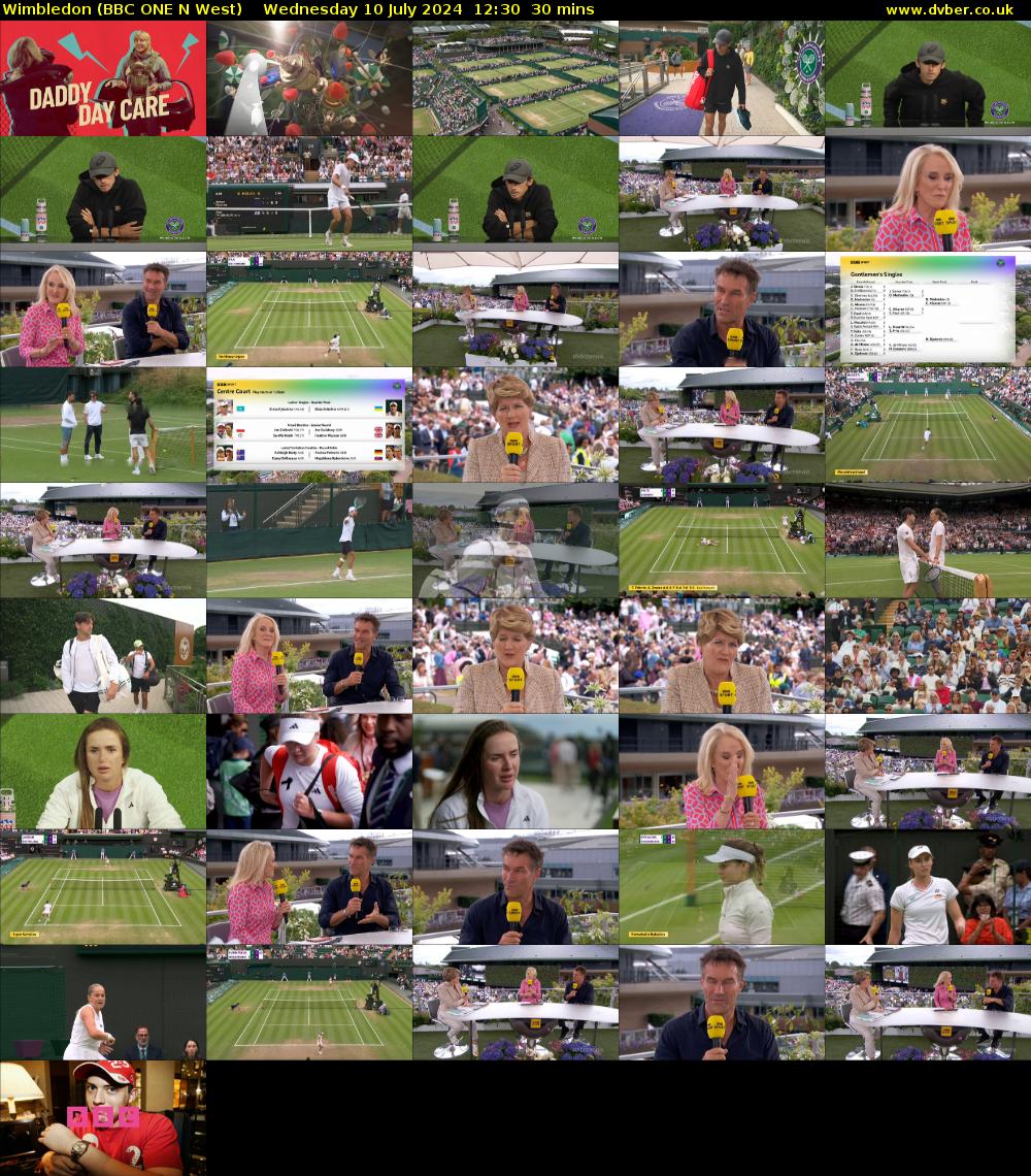 Wimbledon (BBC ONE N West) Wednesday 10 July 2024 12:30 - 13:00