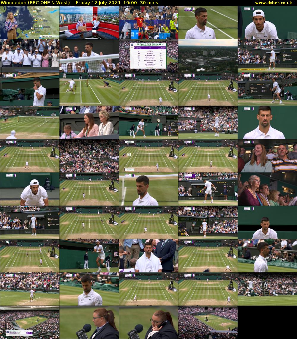 Wimbledon (BBC ONE N West) Friday 12 July 2024 19:00 - 19:30