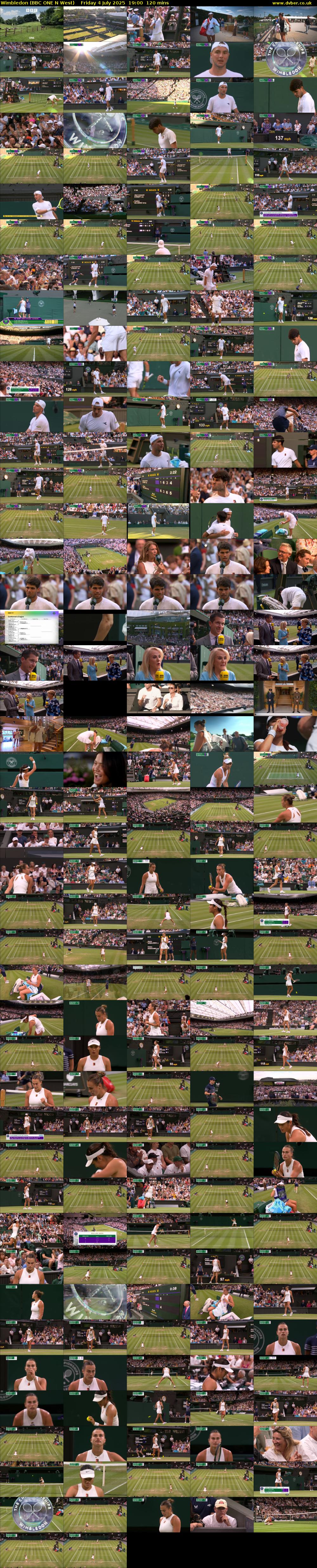 Wimbledon (BBC ONE N West) Friday 4 July 2025 19:00 - 21:00