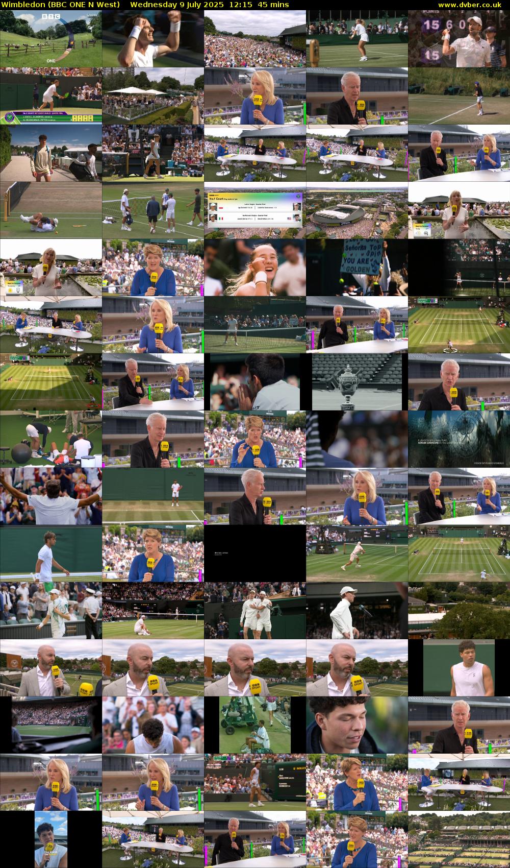 Wimbledon (BBC ONE N West) Wednesday 9 July 2025 12:15 - 13:00