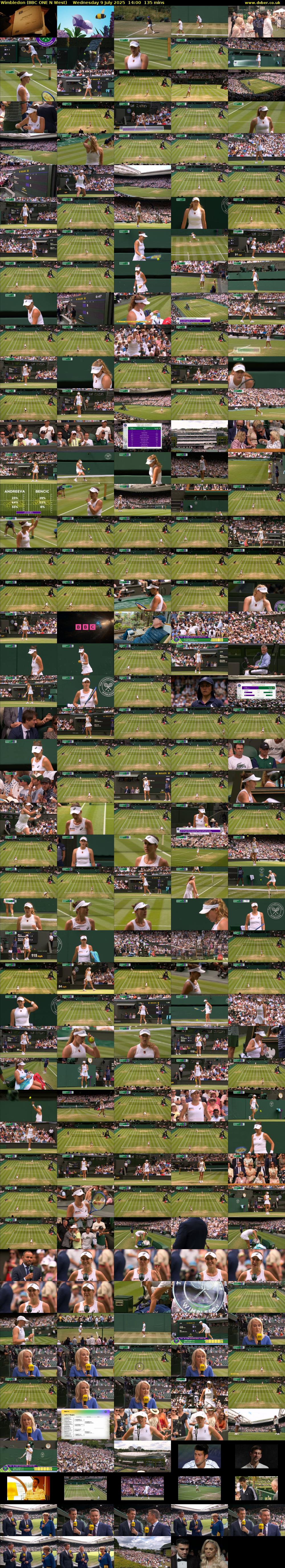 Wimbledon (BBC ONE N West) Wednesday 9 July 2025 14:00 - 16:15