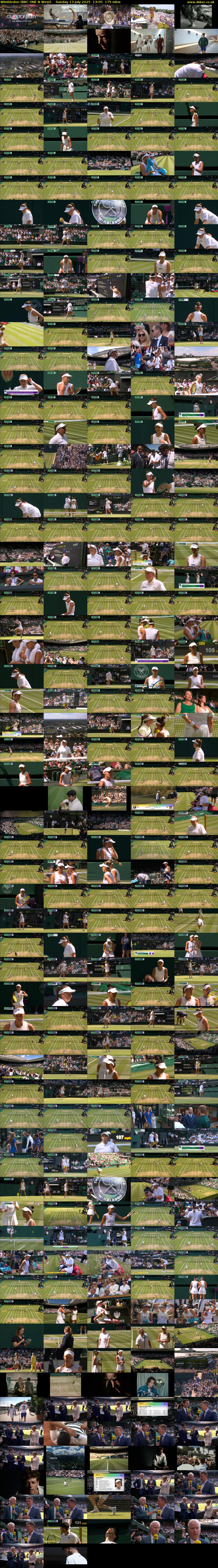 Wimbledon (BBC ONE N West) Sunday 13 July 2025 13:05 - 16:00