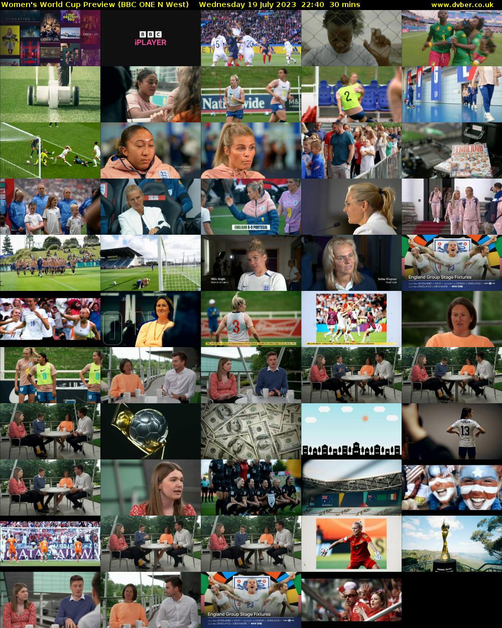 Women's World Cup Preview (BBC ONE N West) Wednesday 19 July 2023 22:40 - 23:10