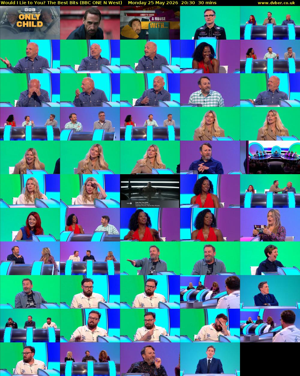 Would I Lie To You? The Best Bits (BBC ONE N West) Monday 25 May 2026 20:30 - 21:00