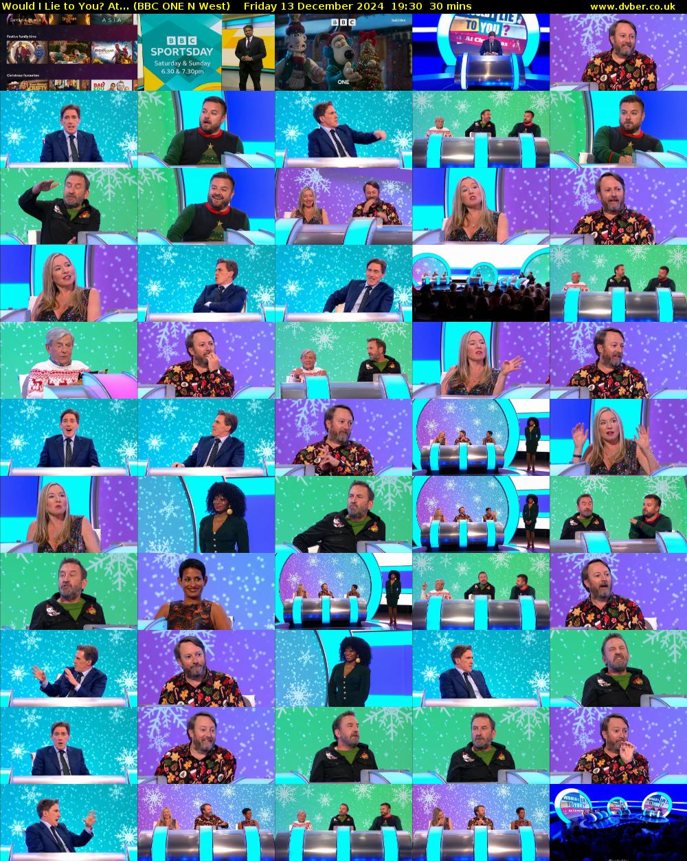 Would I Lie to You? At... (BBC ONE N West) Friday 13 December 2024 19:30 - 20:00