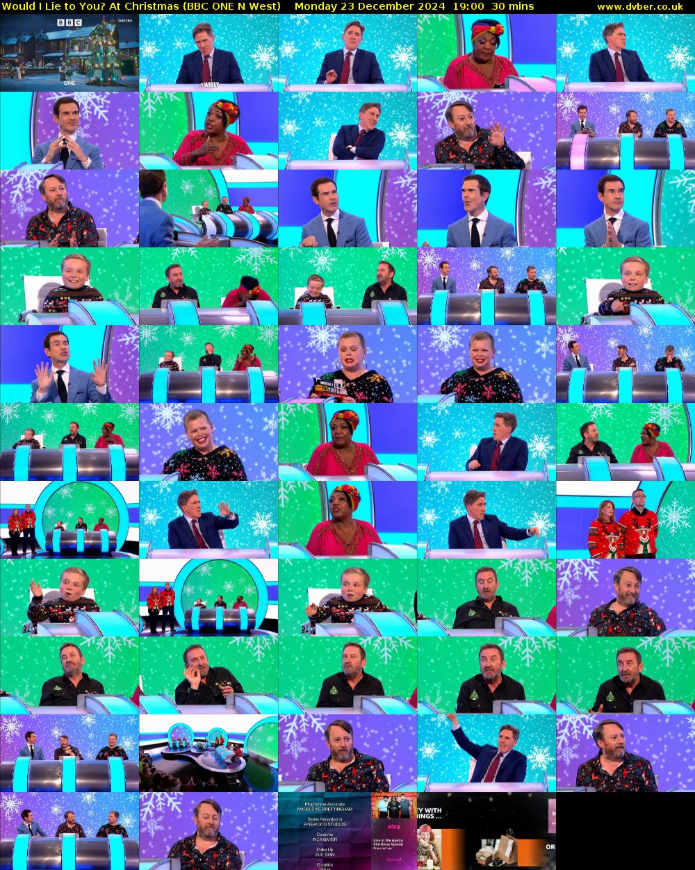 Would I Lie to You? At Christmas (BBC ONE N West) Monday 23 December 2024 19:00 - 19:30