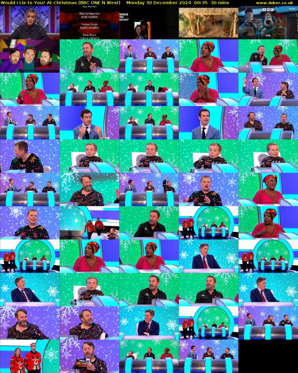 Would I Lie to You? At Christmas (BBC ONE N West) Monday 30 December 2024 00:35 - 01:05
