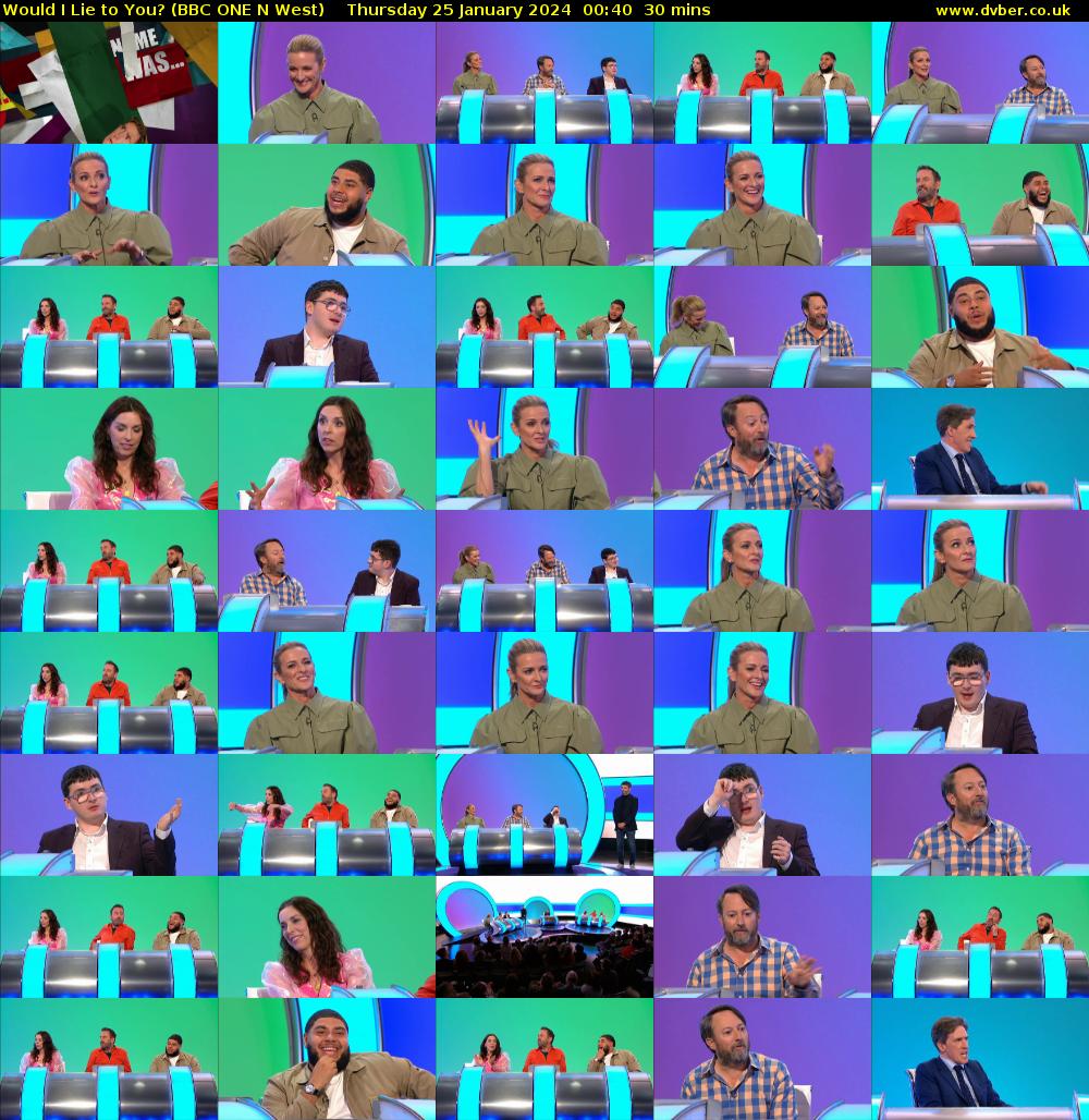 Would I Lie to You? (BBC ONE N West) Thursday 25 January 2024 00:40 - 01:10