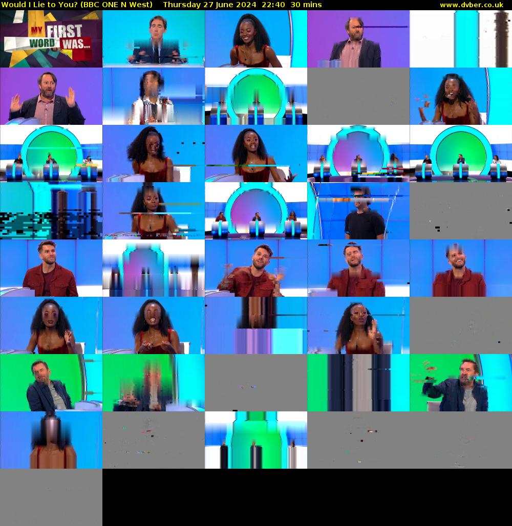 Would I Lie to You? (BBC ONE N West) Thursday 27 June 2024 22:40 - 23:10