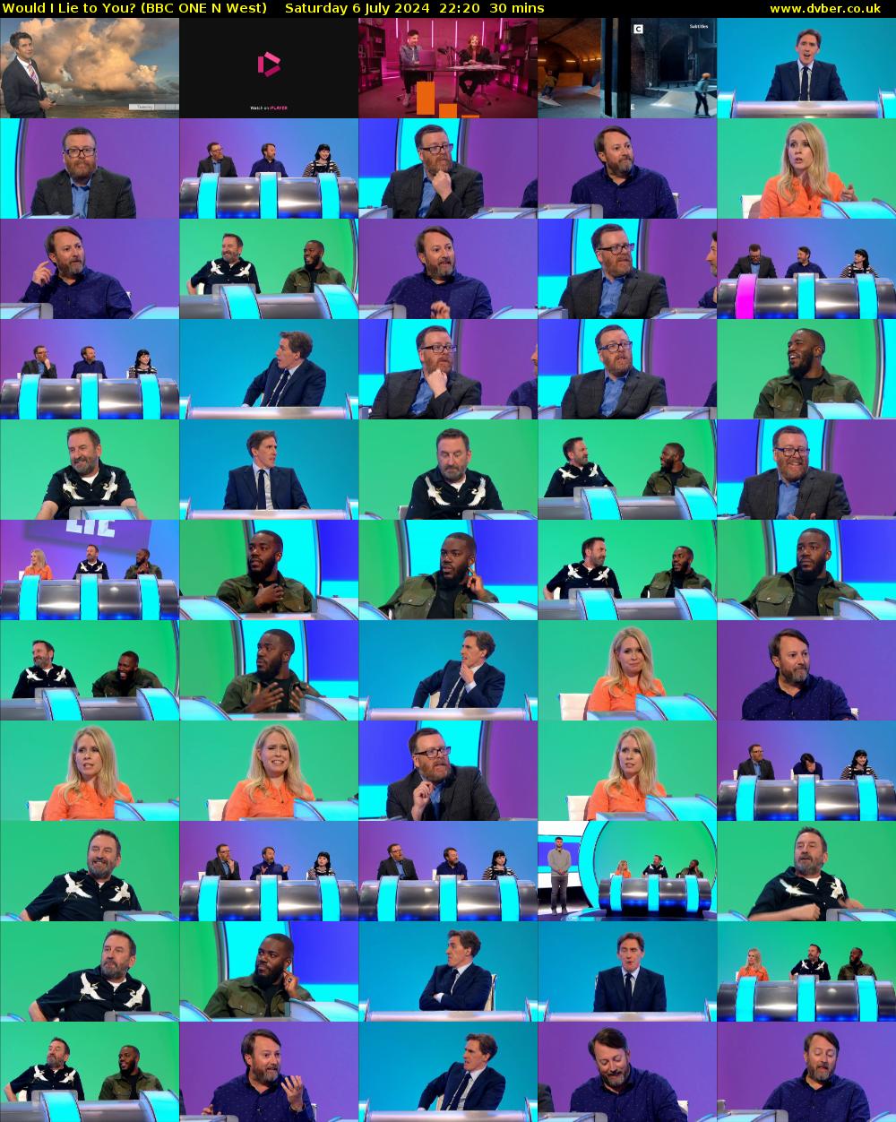 Would I Lie to You? (BBC ONE N West) Saturday 6 July 2024 22:20 - 22:50
