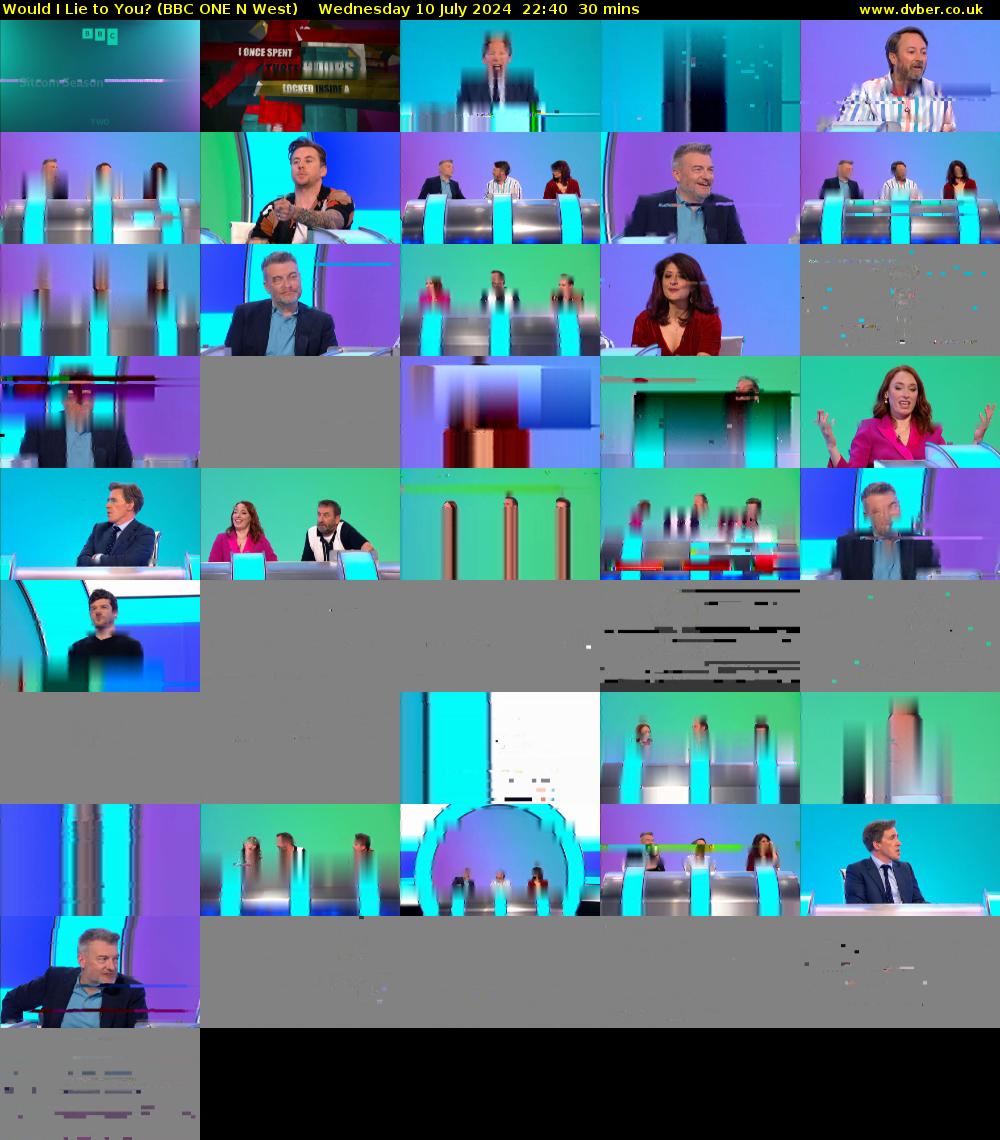 Would I Lie to You? (BBC ONE N West) Wednesday 10 July 2024 22:40 - 23:10