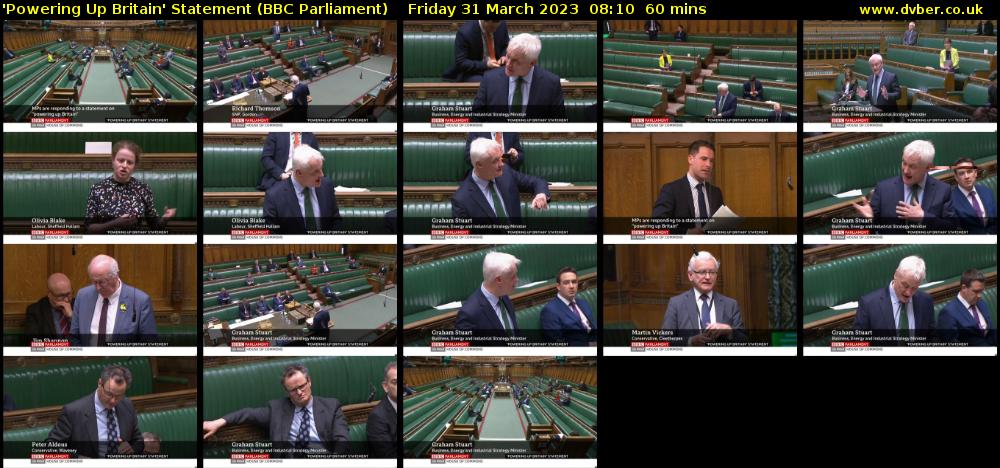 'Powering Up Britain' Statement (BBC Parliament) Friday 31 March 2023 08:10 - 09:10