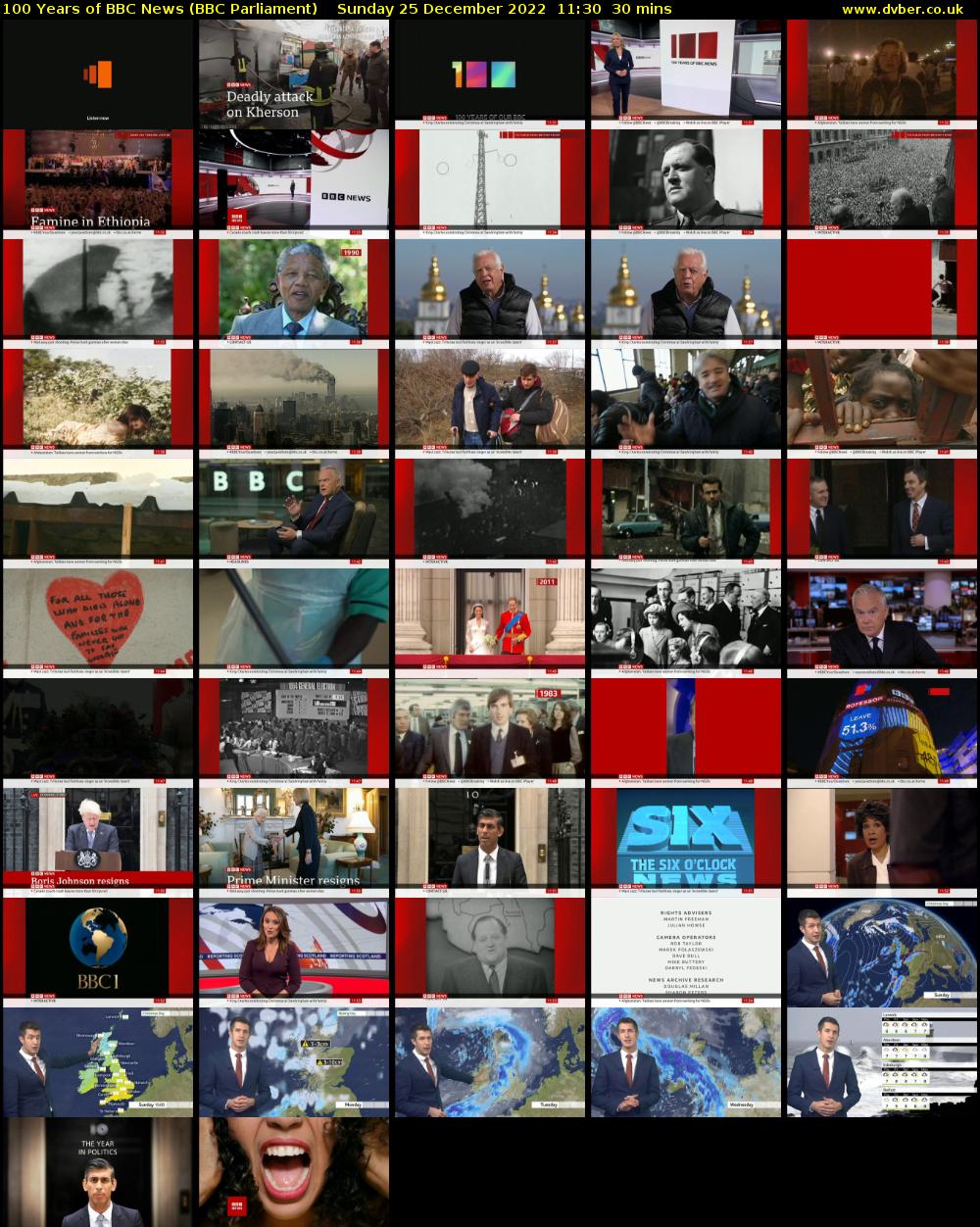 100 Years of BBC News (BBC Parliament) Sunday 25 December 2022 11:30 - 12:00