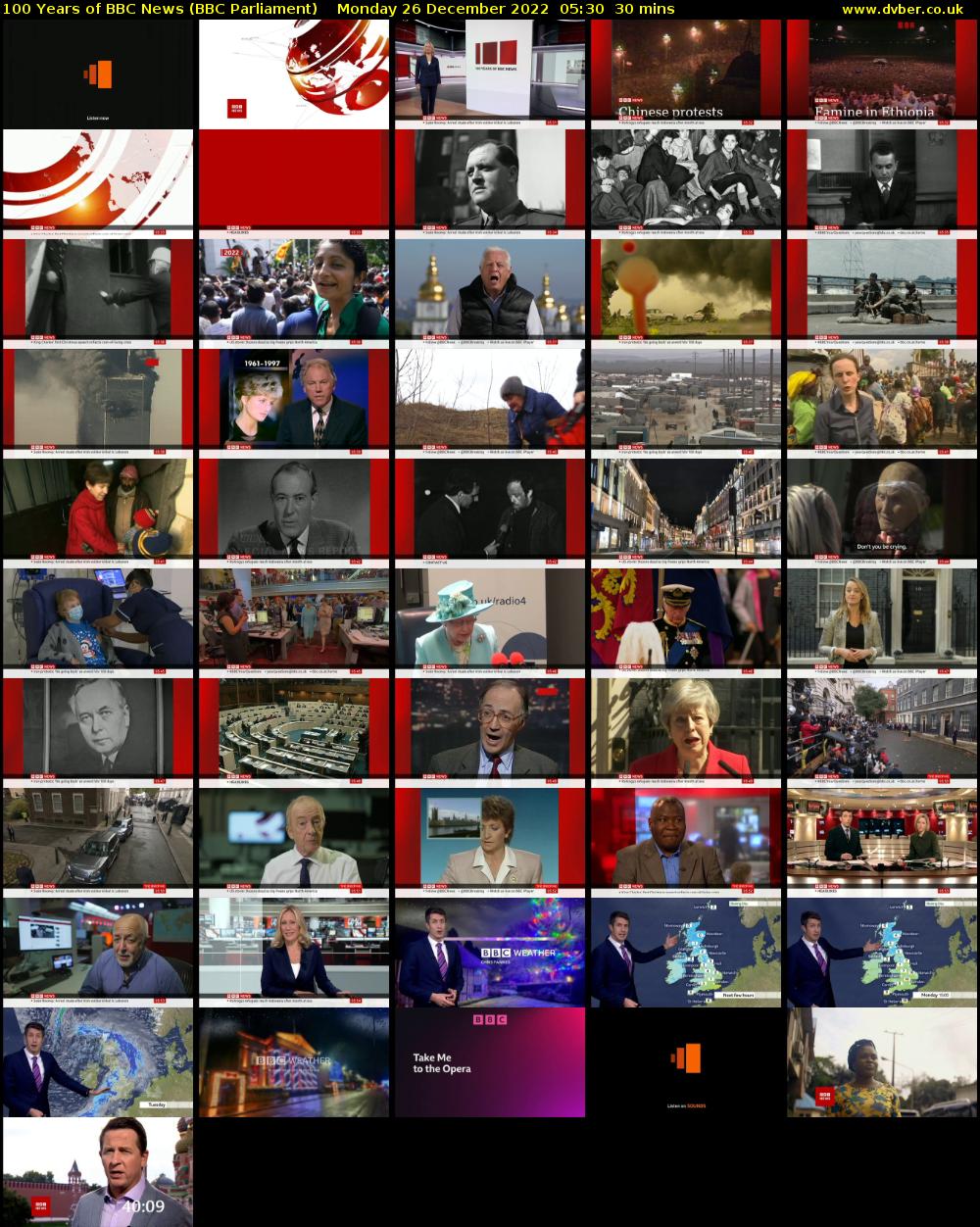 100 Years of BBC News (BBC Parliament) Monday 26 December 2022 05:30 - 06:00