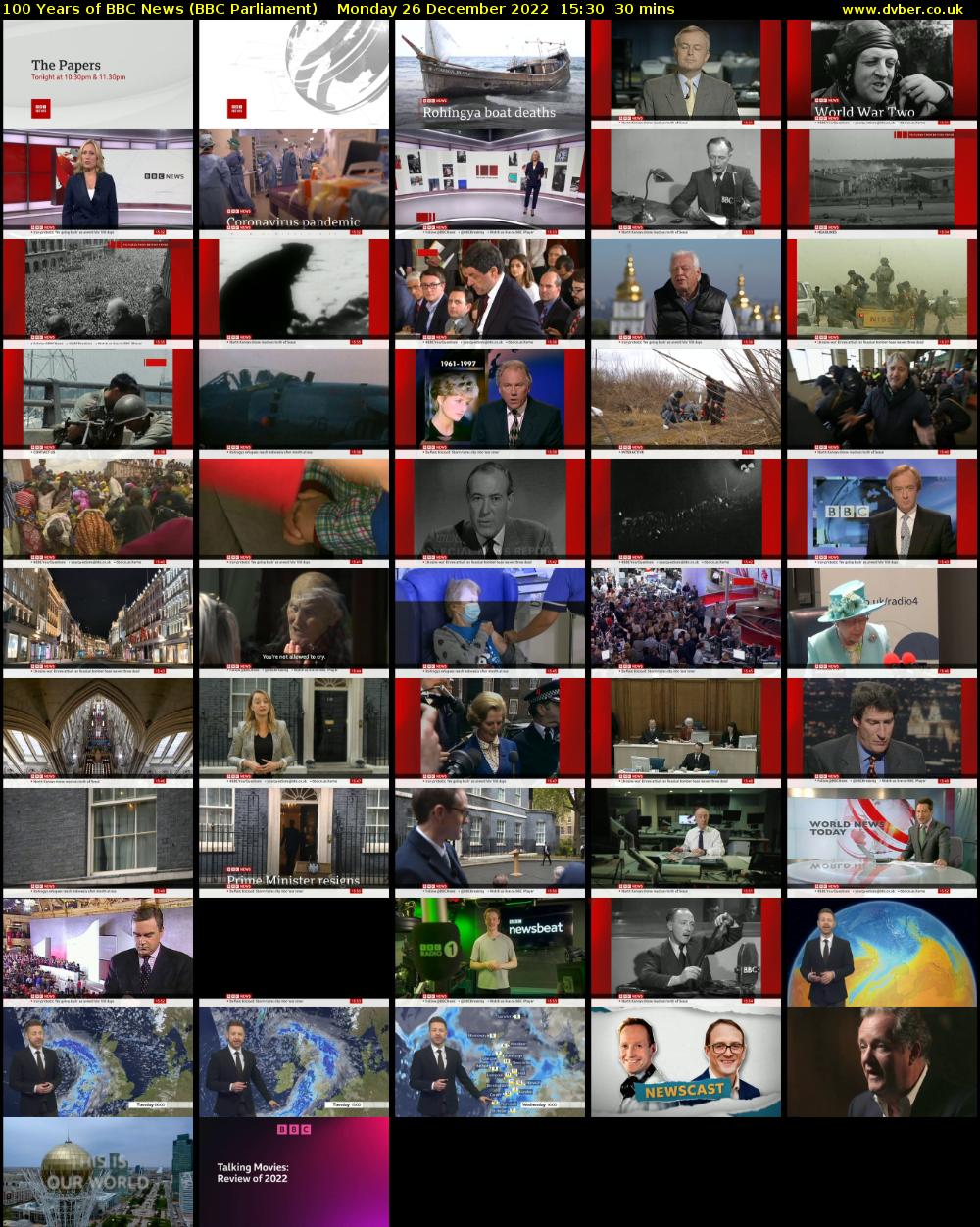 100 Years of BBC News (BBC Parliament) Monday 26 December 2022 15:30 - 16:00
