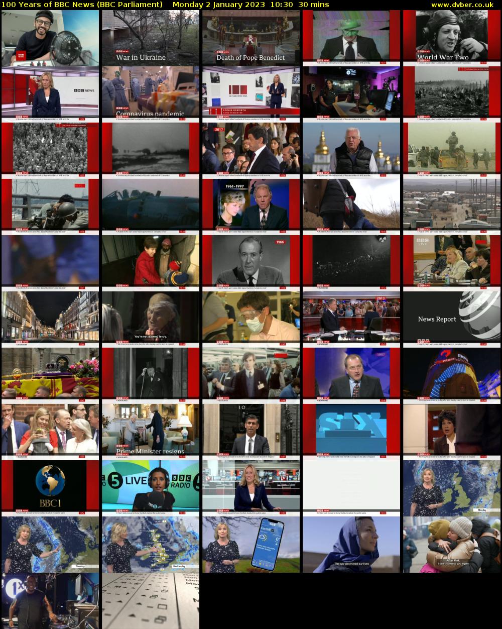 100 Years of BBC News (BBC Parliament) Monday 2 January 2023 10:30 - 11:00