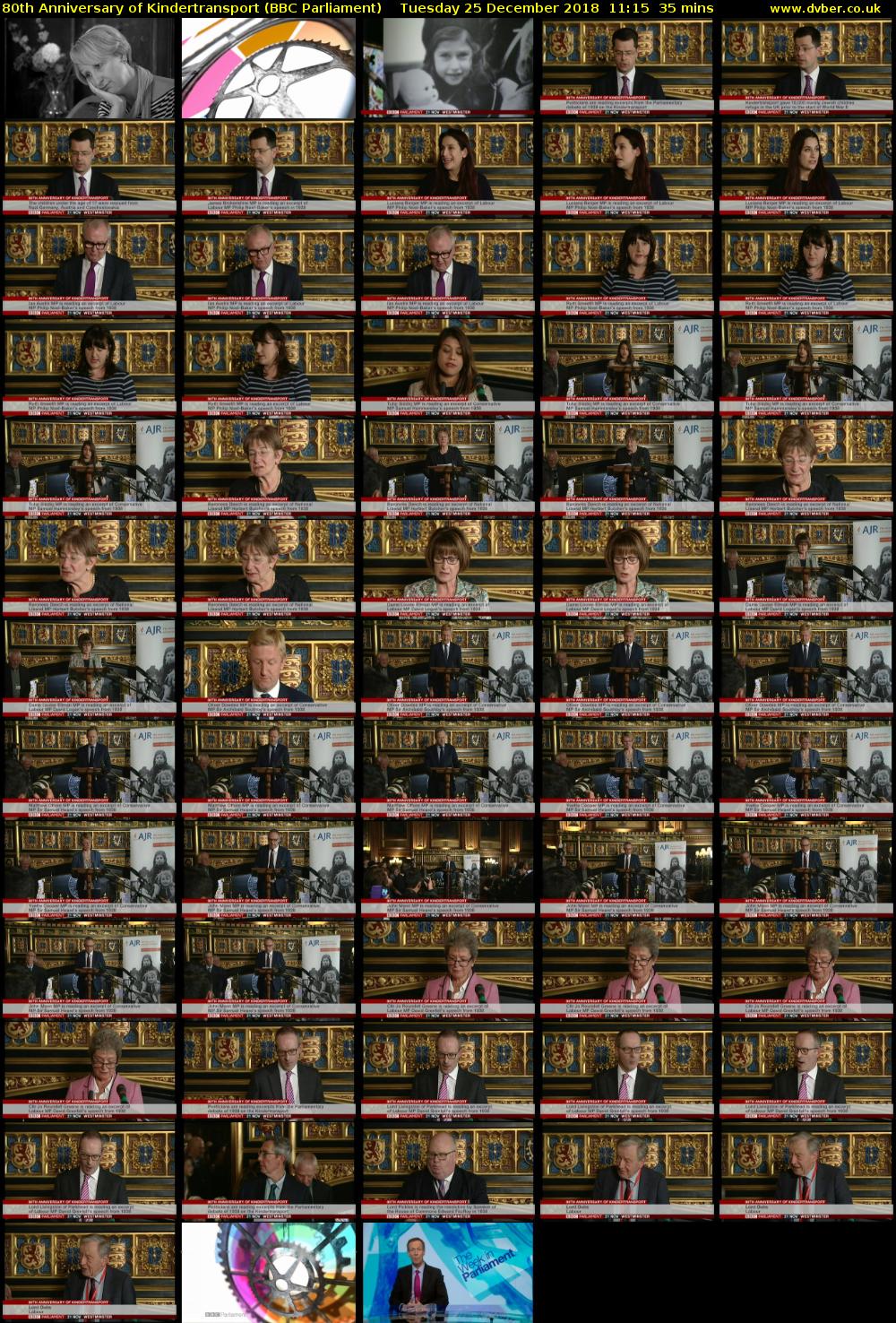 80th Anniversary of Kindertransport (BBC Parliament) Tuesday 25 December 2018 11:15 - 11:50
