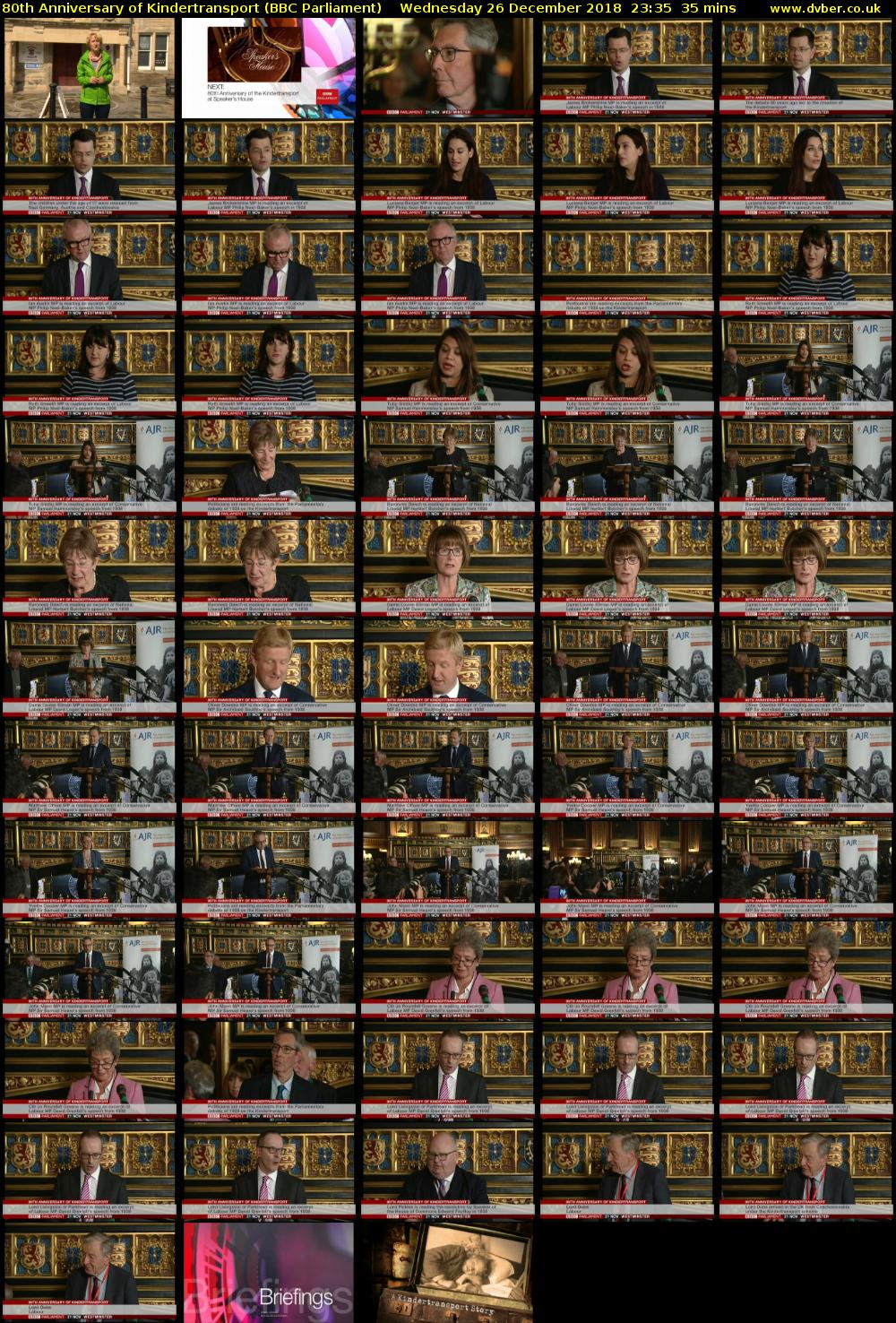 80th Anniversary of Kindertransport (BBC Parliament) Wednesday 26 December 2018 23:35 - 00:10