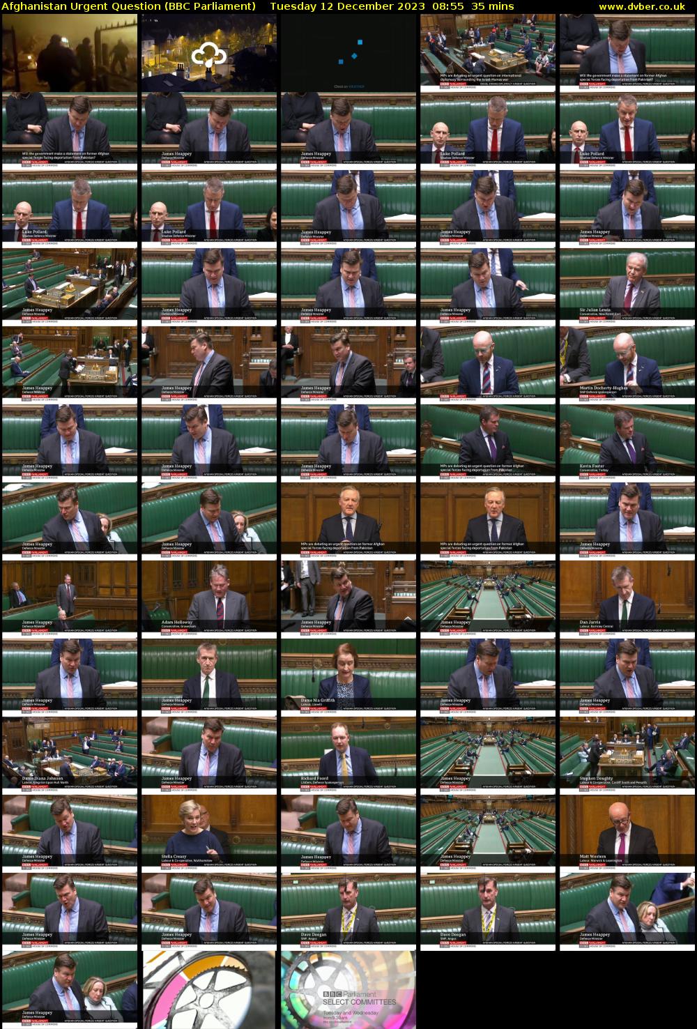 Afghanistan Urgent Question (BBC Parliament) Tuesday 12 December 2023 08:55 - 09:30