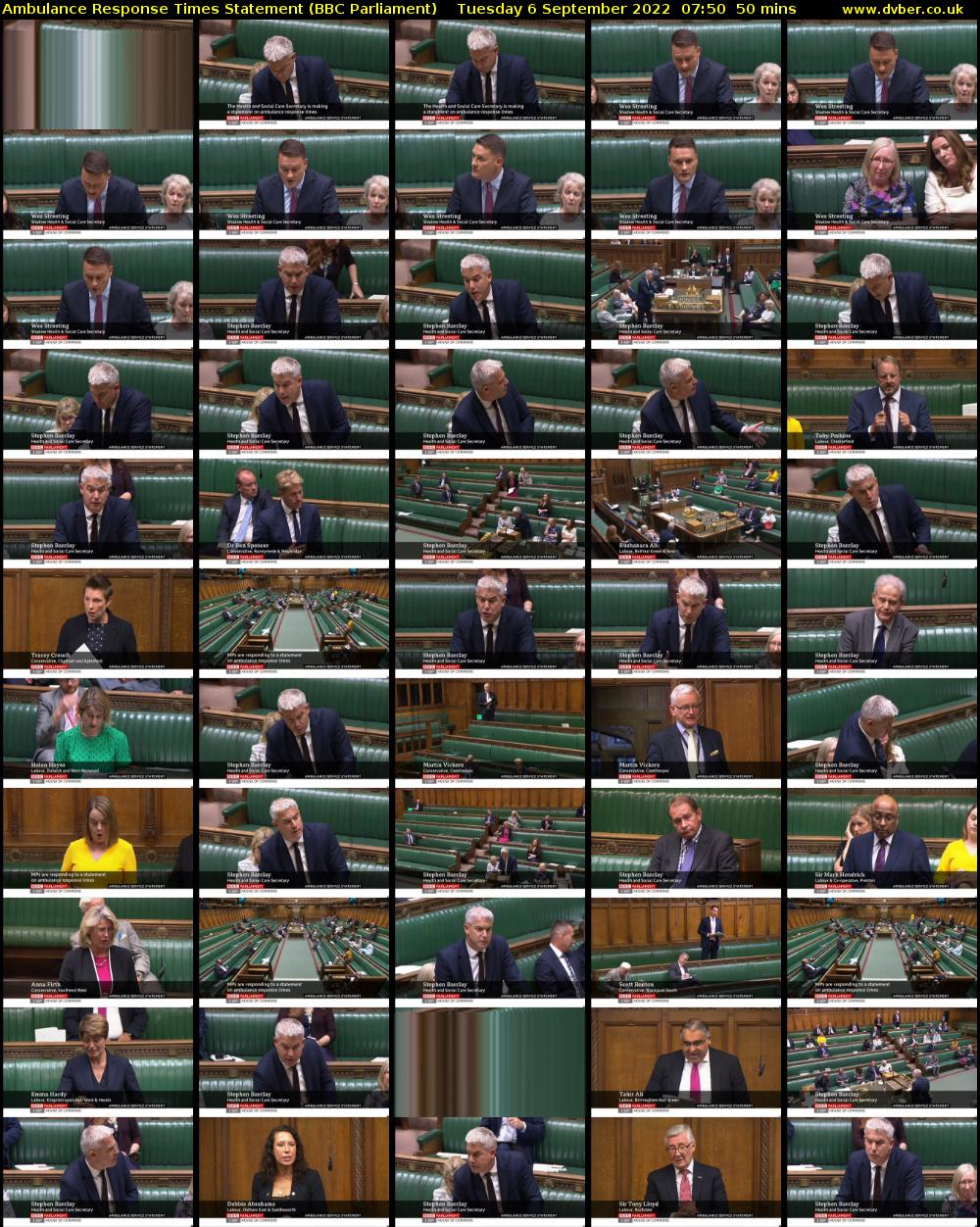 Ambulance Response Times Statement (BBC Parliament) Tuesday 6 September 2022 07:50 - 08:40