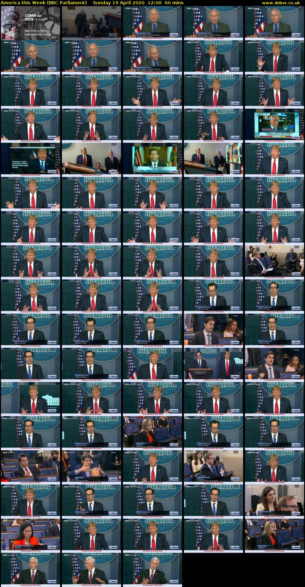 America This Week (BBC Parliament) Sunday 19 April 2020 12:00 - 13:00