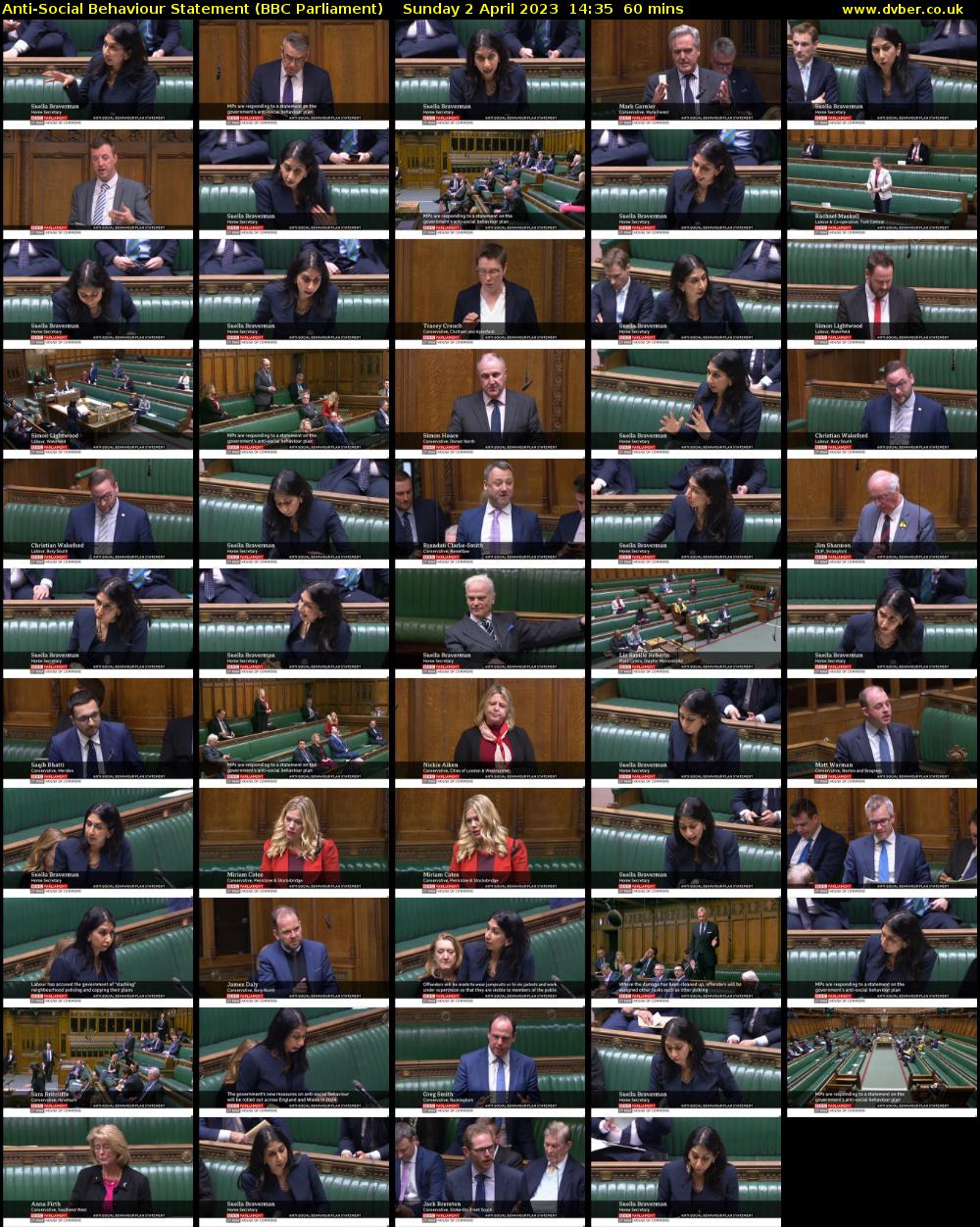 Anti-Social Behaviour Statement (BBC Parliament) Sunday 2 April 2023 14:35 - 15:35