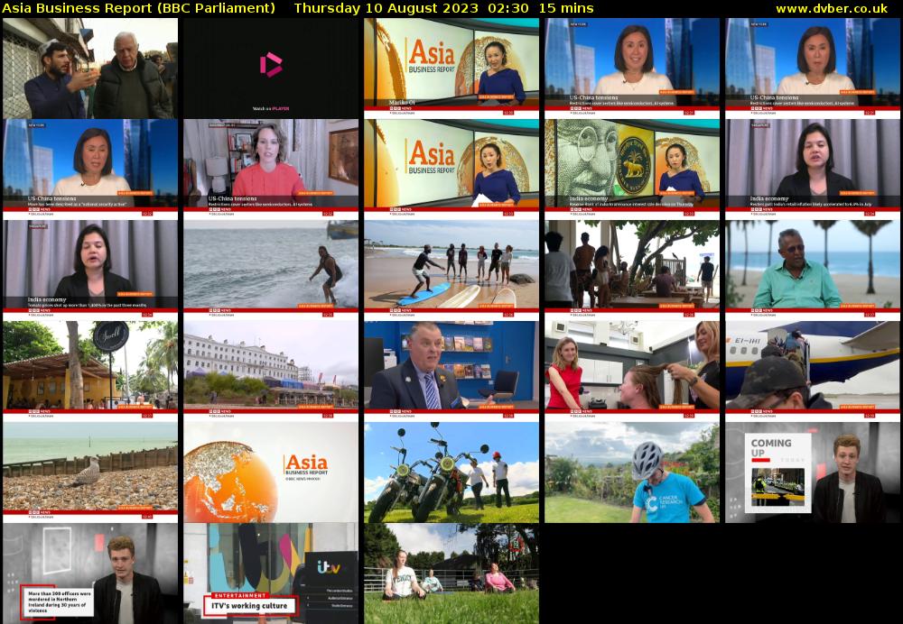 Asia Business Report (BBC Parliament) Thursday 10 August 2023 02:30 - 02:45
