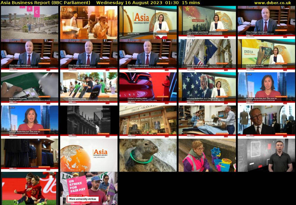 Asia Business Report (BBC Parliament) Wednesday 16 August 2023 01:30 - 01:45