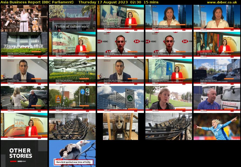 Asia Business Report (BBC Parliament) Thursday 17 August 2023 02:30 - 02:45