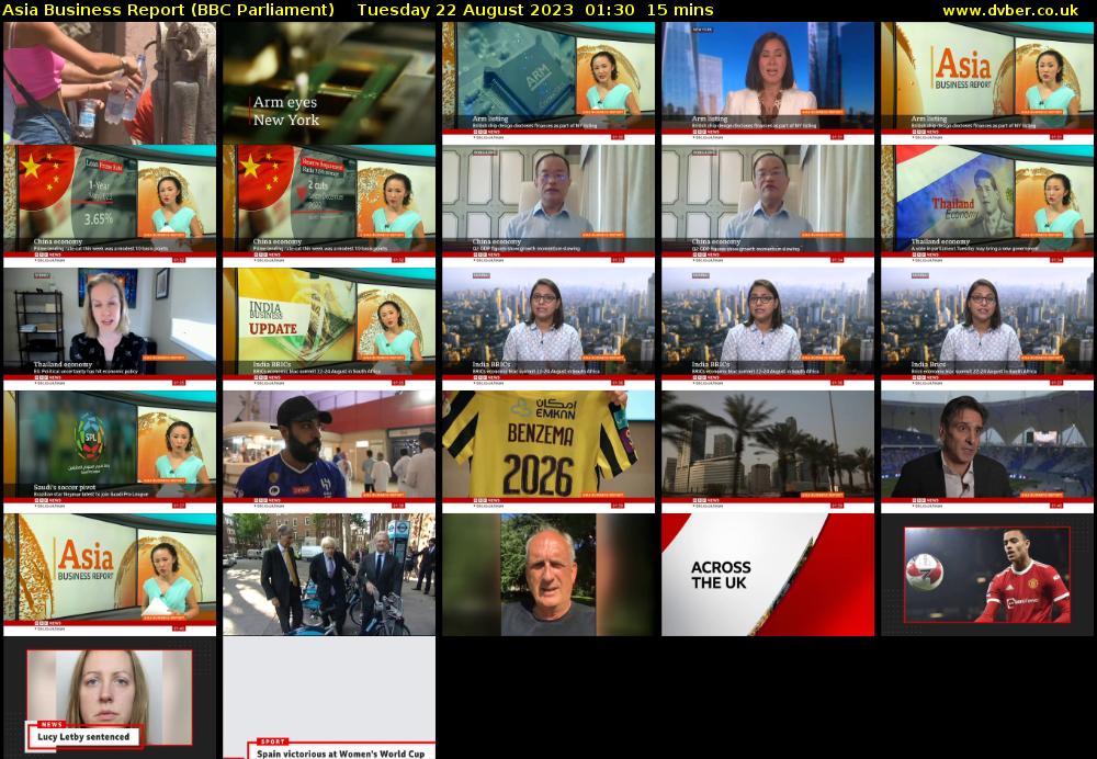Asia Business Report (BBC Parliament) Tuesday 22 August 2023 01:30 - 01:45