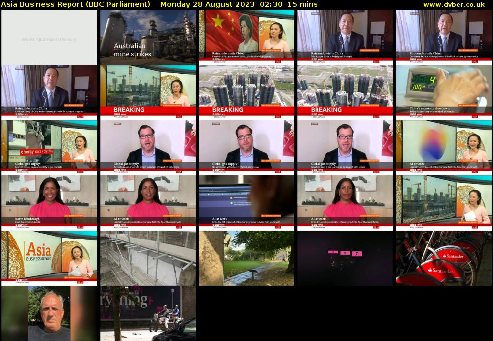Asia Business Report (BBC Parliament) Monday 28 August 2023 02:30 - 02:45