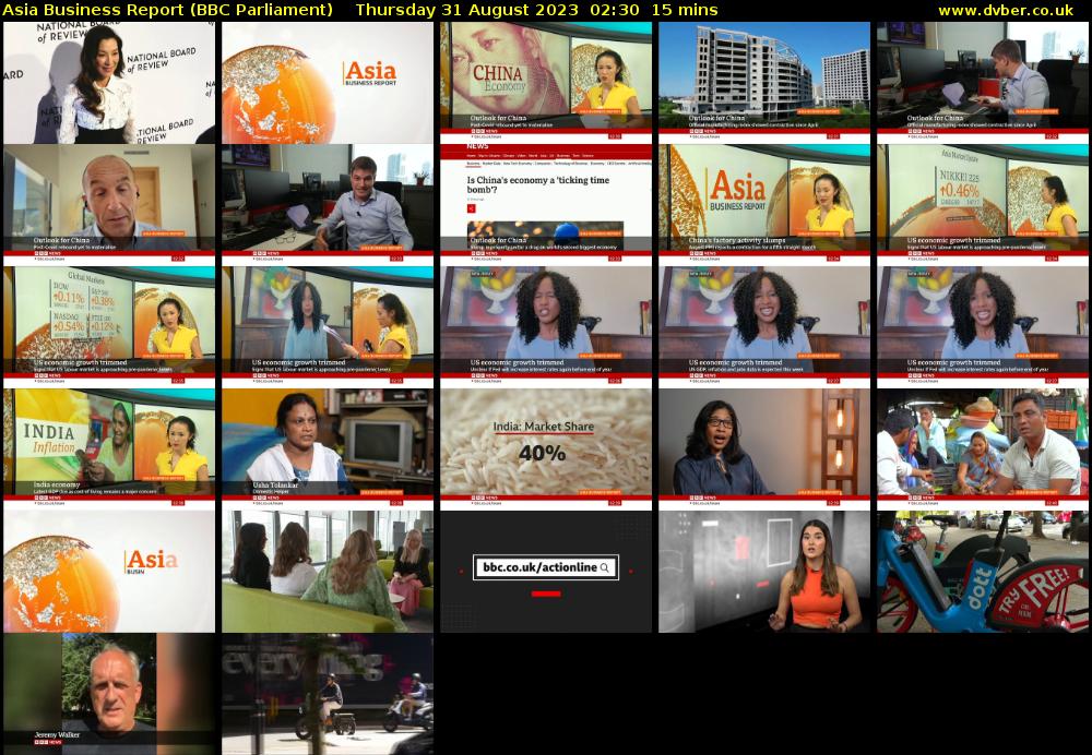 Asia Business Report (BBC Parliament) Thursday 31 August 2023 02:30 - 02:45