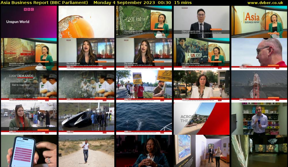 Asia Business Report (BBC Parliament) Monday 4 September 2023 00:30 - 00:45