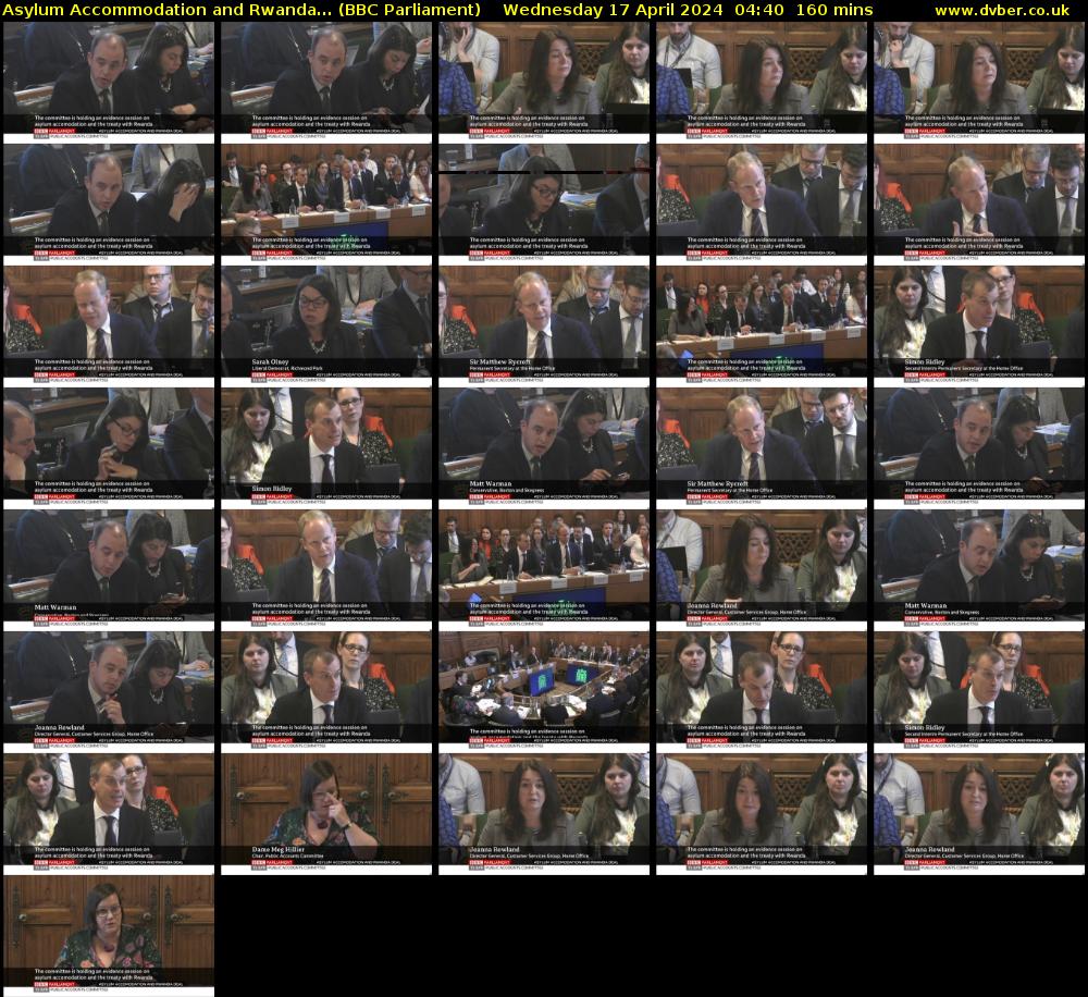 Asylum Accommodation and Rwanda... (BBC Parliament) Wednesday 17 April 2024 04:40 - 07:20