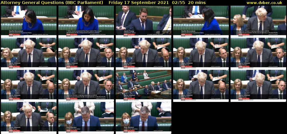 Attorney General Questions (BBC Parliament) Friday 17 September 2021 02:55 - 03:15