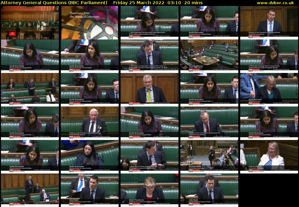 Attorney General Questions (BBC Parliament) Friday 25 March 2022 03:10 - 03:30