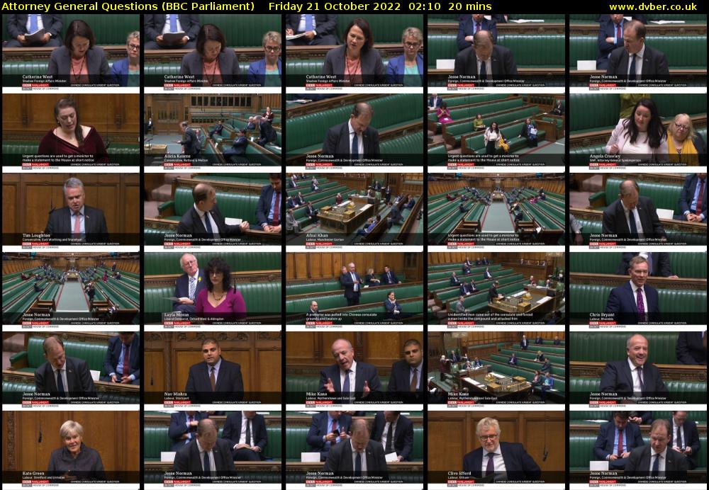 Attorney General Questions (BBC Parliament) Friday 21 October 2022 02:10 - 02:30
