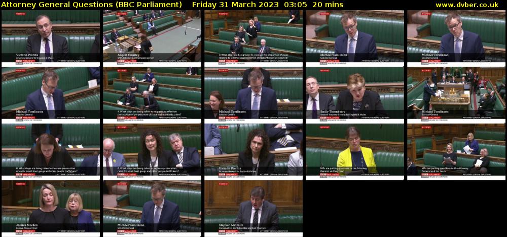 Attorney General Questions (BBC Parliament) Friday 31 March 2023 03:05 - 03:25