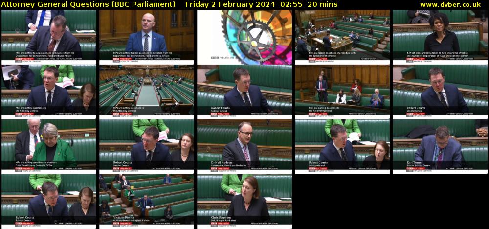 Attorney General Questions (BBC Parliament) Friday 2 February 2024 02:55 - 03:15