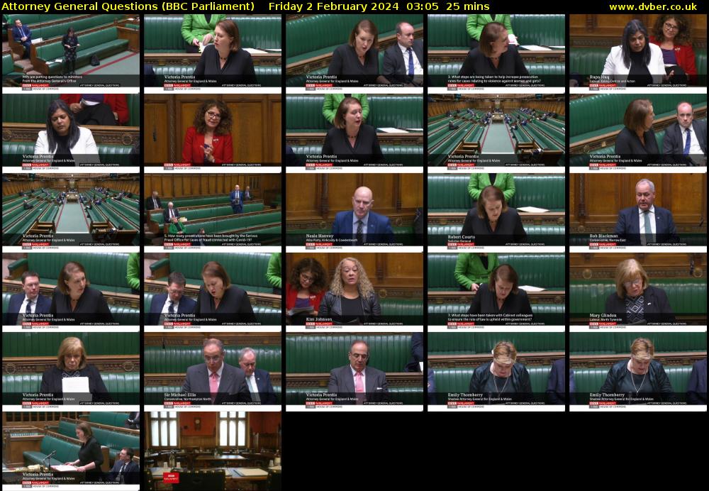 Attorney General Questions (BBC Parliament) Friday 2 February 2024 03:05 - 03:30