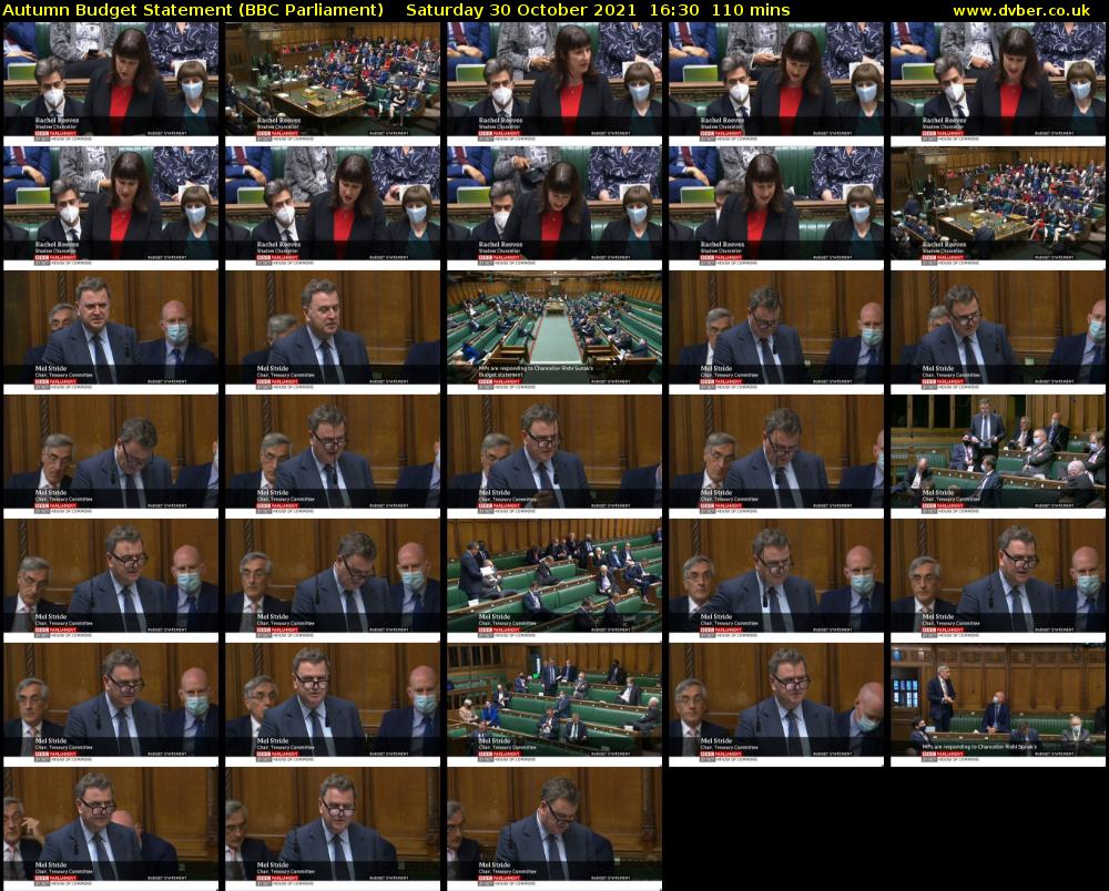 Autumn Budget Statement (BBC Parliament) Saturday 30 October 2021 16:30 - 18:20