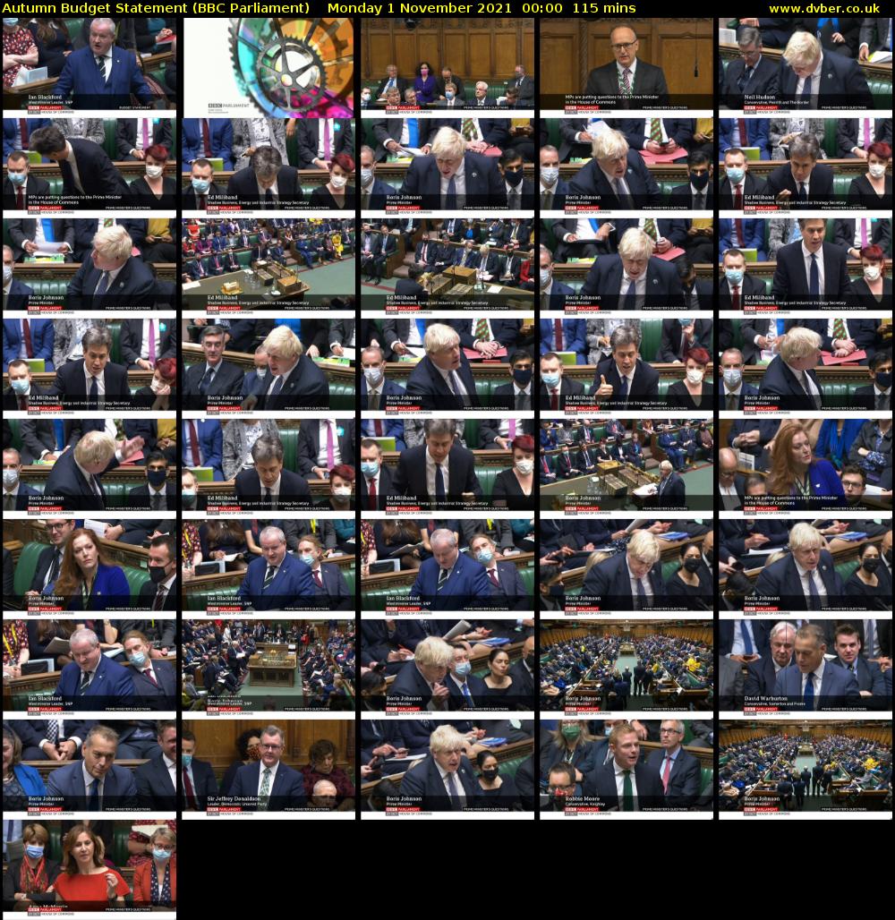 Autumn Budget Statement (BBC Parliament) Monday 1 November 2021 00:00 - 01:55