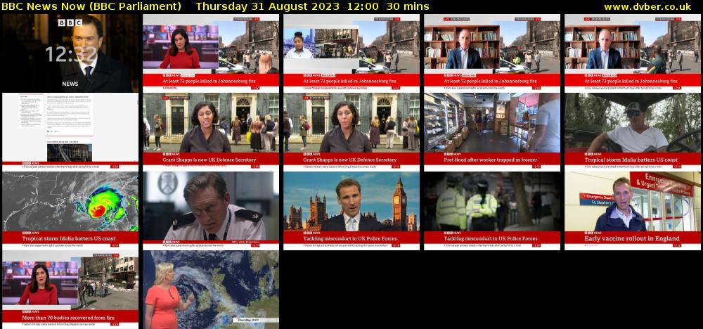 BBC News Now (BBC Parliament) Thursday 31 August 2023 12:00 - 12:30