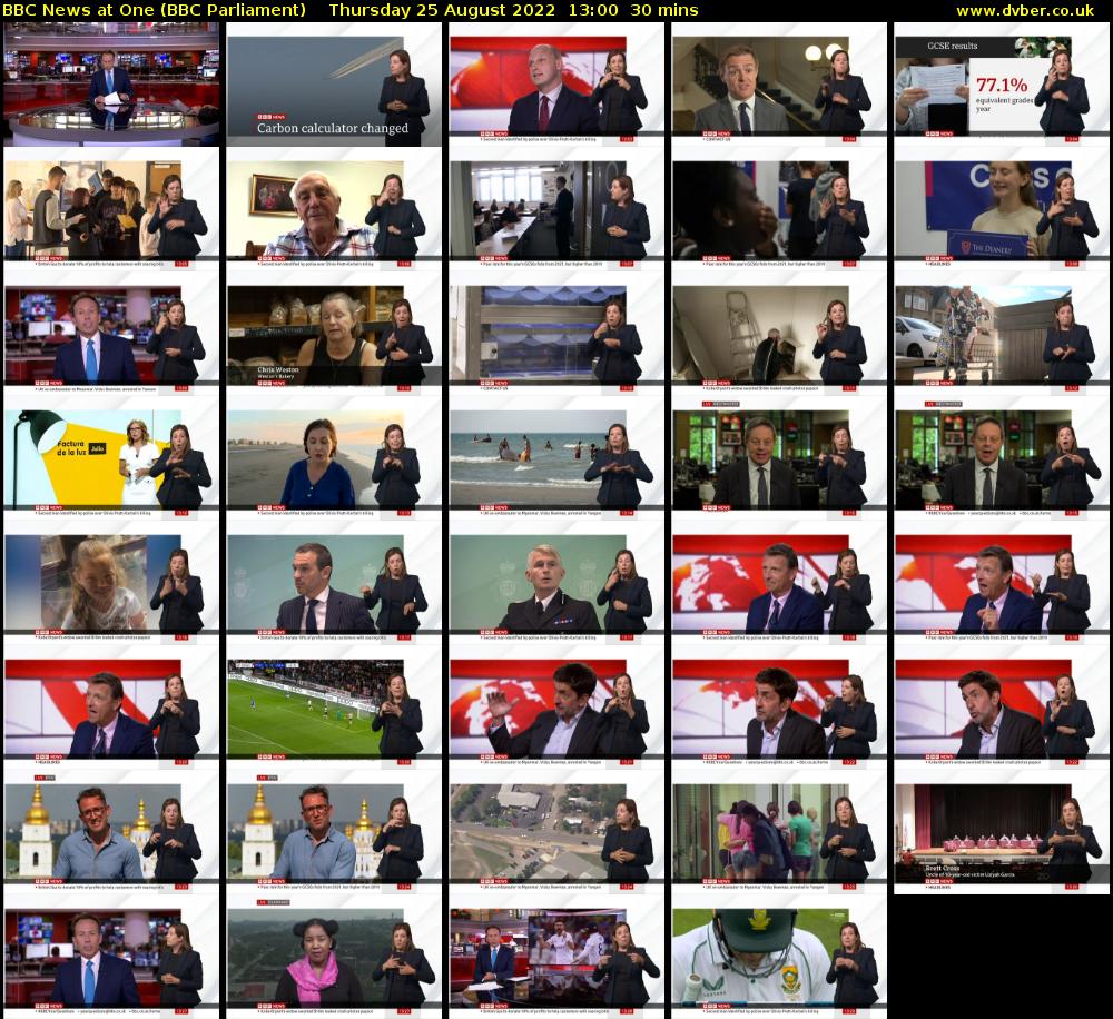 BBC News at One (BBC Parliament) Thursday 25 August 2022 13:00 - 13:30