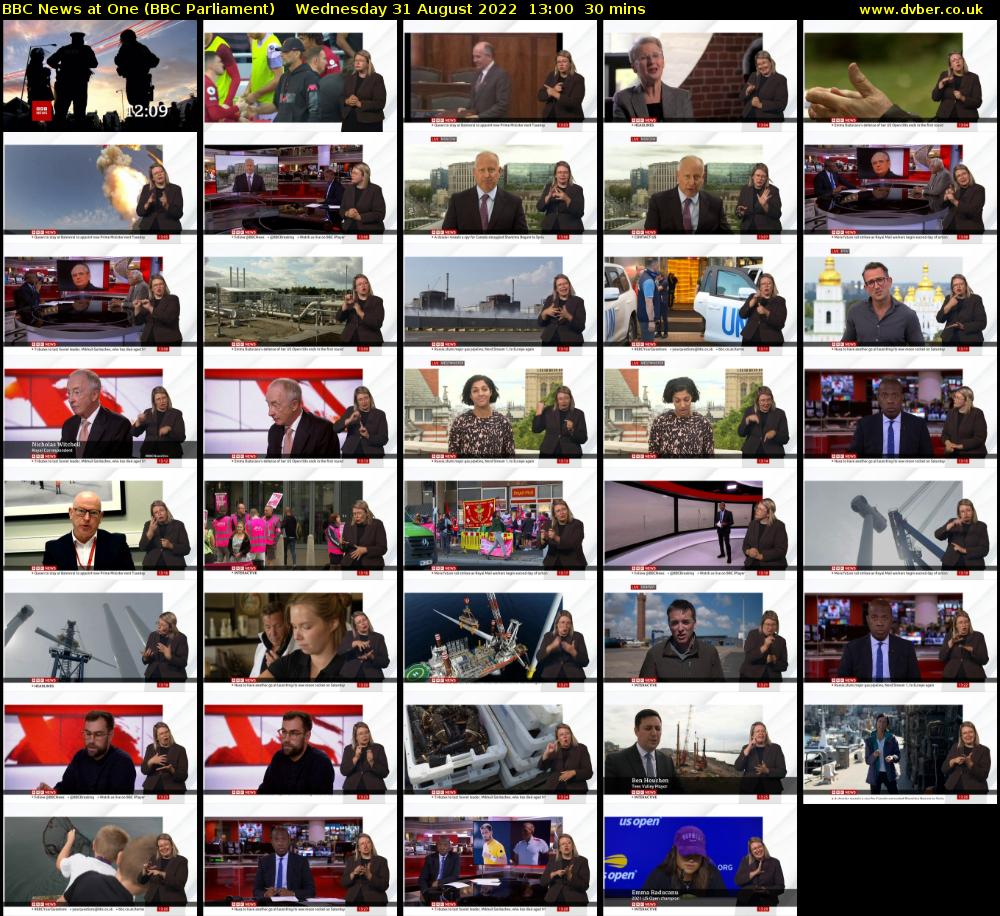 BBC News at One (BBC Parliament) Wednesday 31 August 2022 13:00 - 13:30