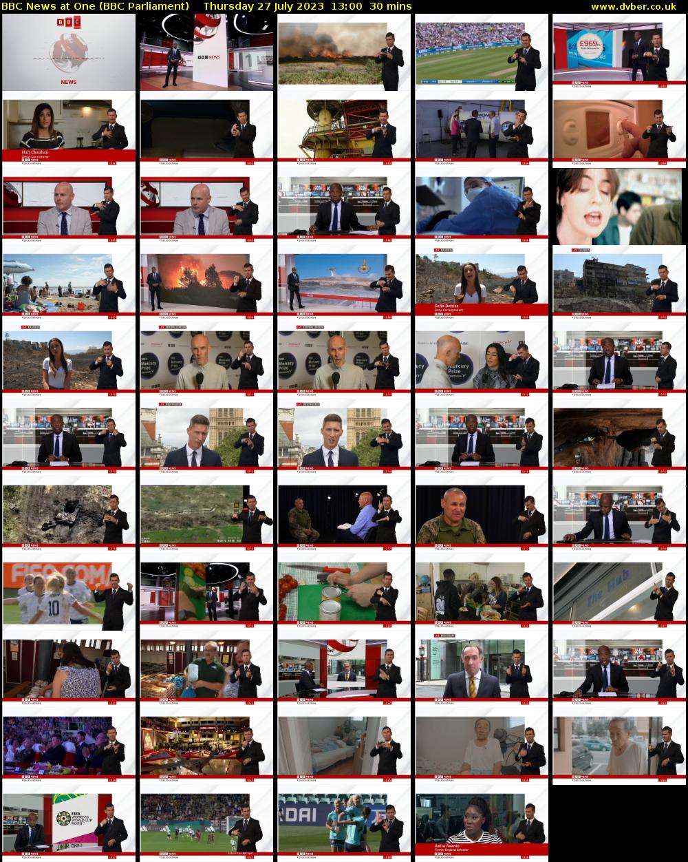 BBC News at One (BBC Parliament) Thursday 27 July 2023 13:00 - 13:30