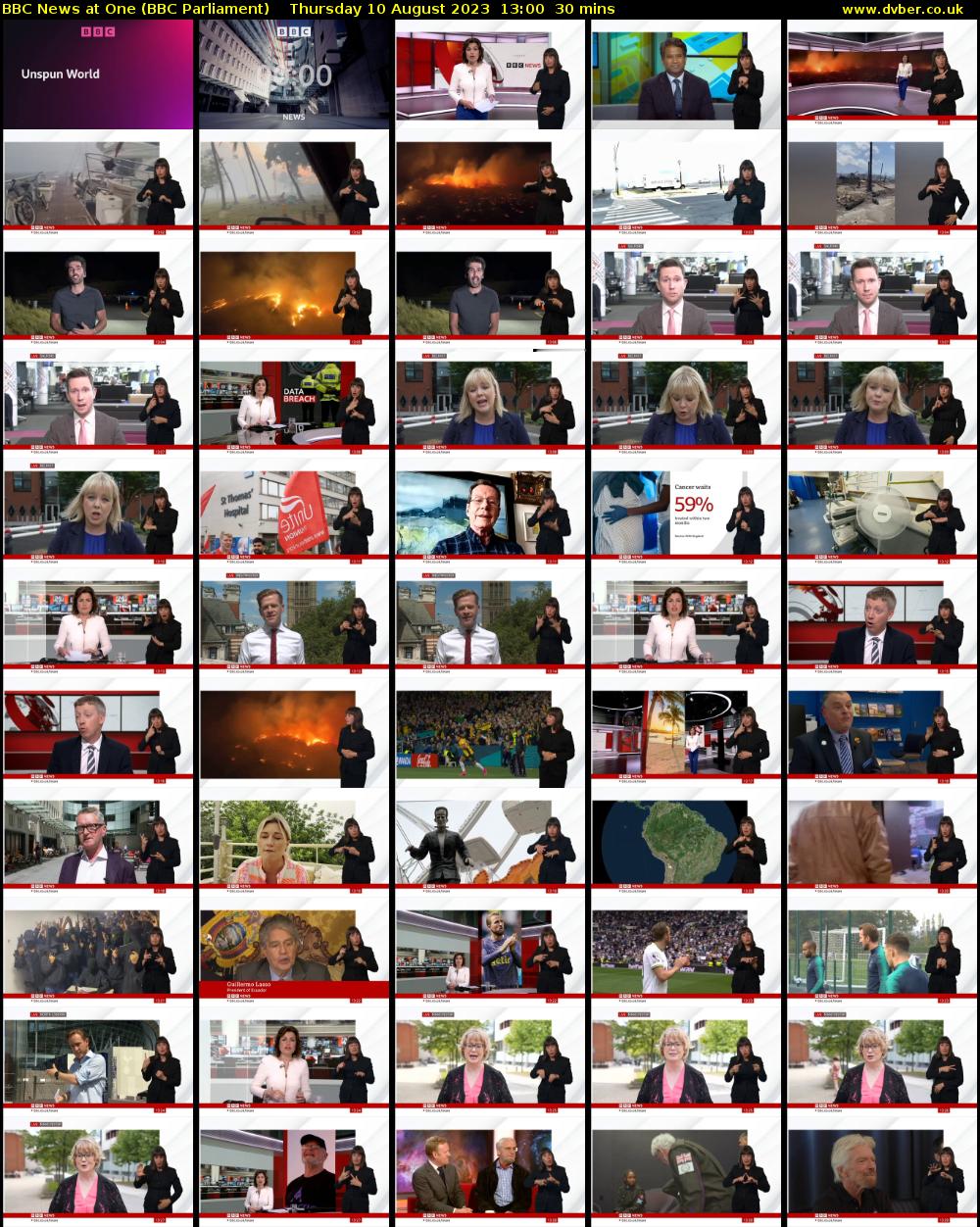 BBC News at One (BBC Parliament) Thursday 10 August 2023 13:00 - 13:30